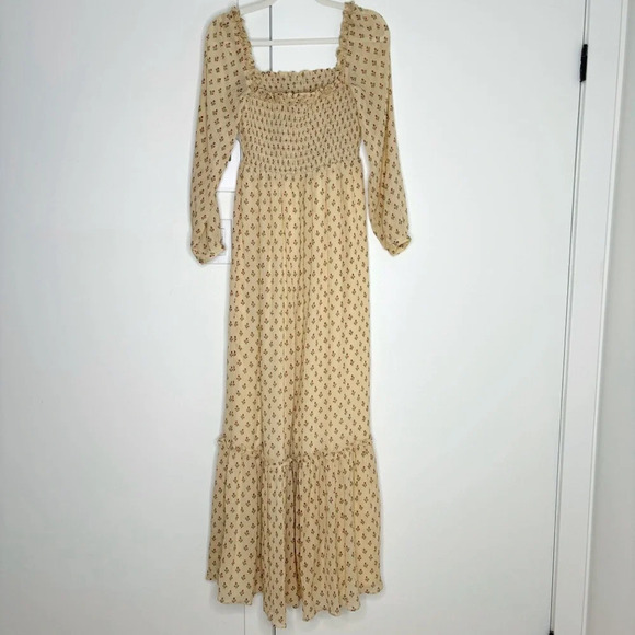 Sezane Lina Maxi Dress Sz 2 Long Sleeve Floral Chiffon Cottagecore Prairie Boho - Picture 8 of 13